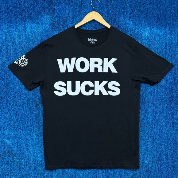 Blink-182 Work Sucks One More Time Tour Pop Punk Band Tee L - Picture 1 of 4